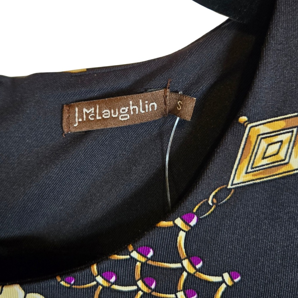 J. McLaughlin Black Medallion Chain Print Long Sleeve Sheath Dress Size S - Picture 4 of 7